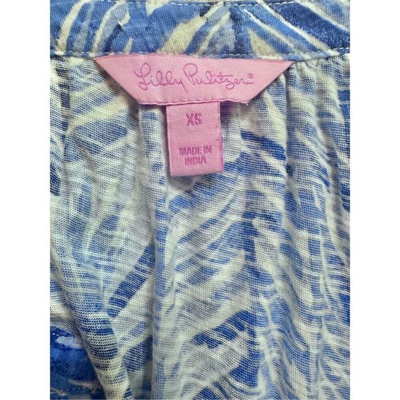 LILLY PULITZER KIPPER LAPIS BLUE COSTA VERDE BLOUSE TOP SIZE XS - Picture 7 of 7